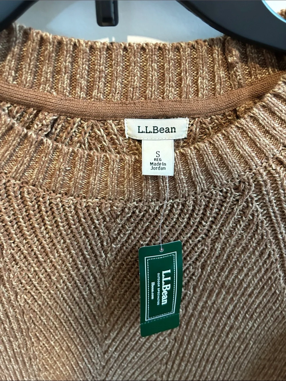 NWT L.L. Bean Women's Camel Brown Ribbed Crewneck Sweater